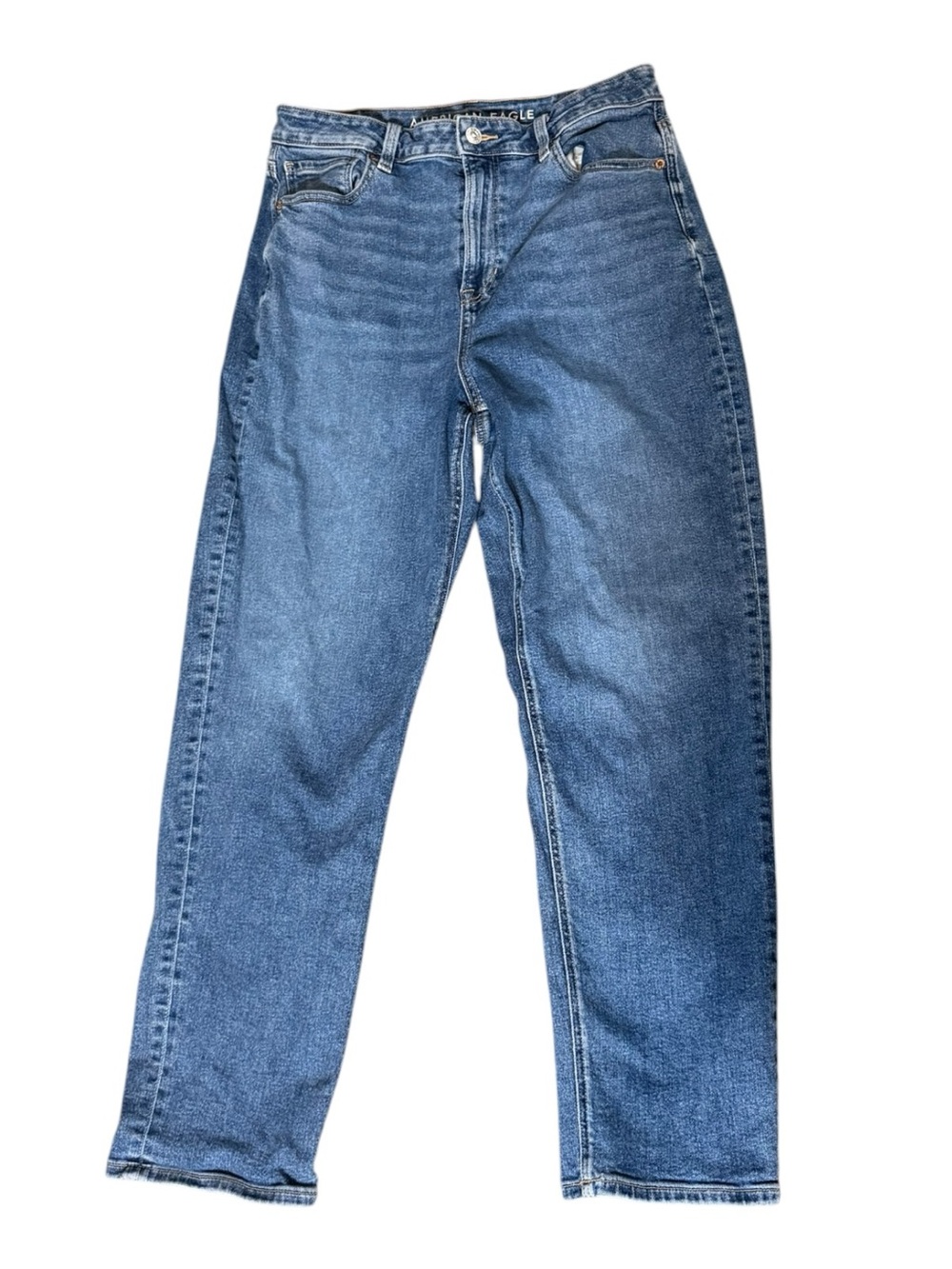 American Eagle Outfitters Women's Blue High-Rise Straight Jeans Size 10